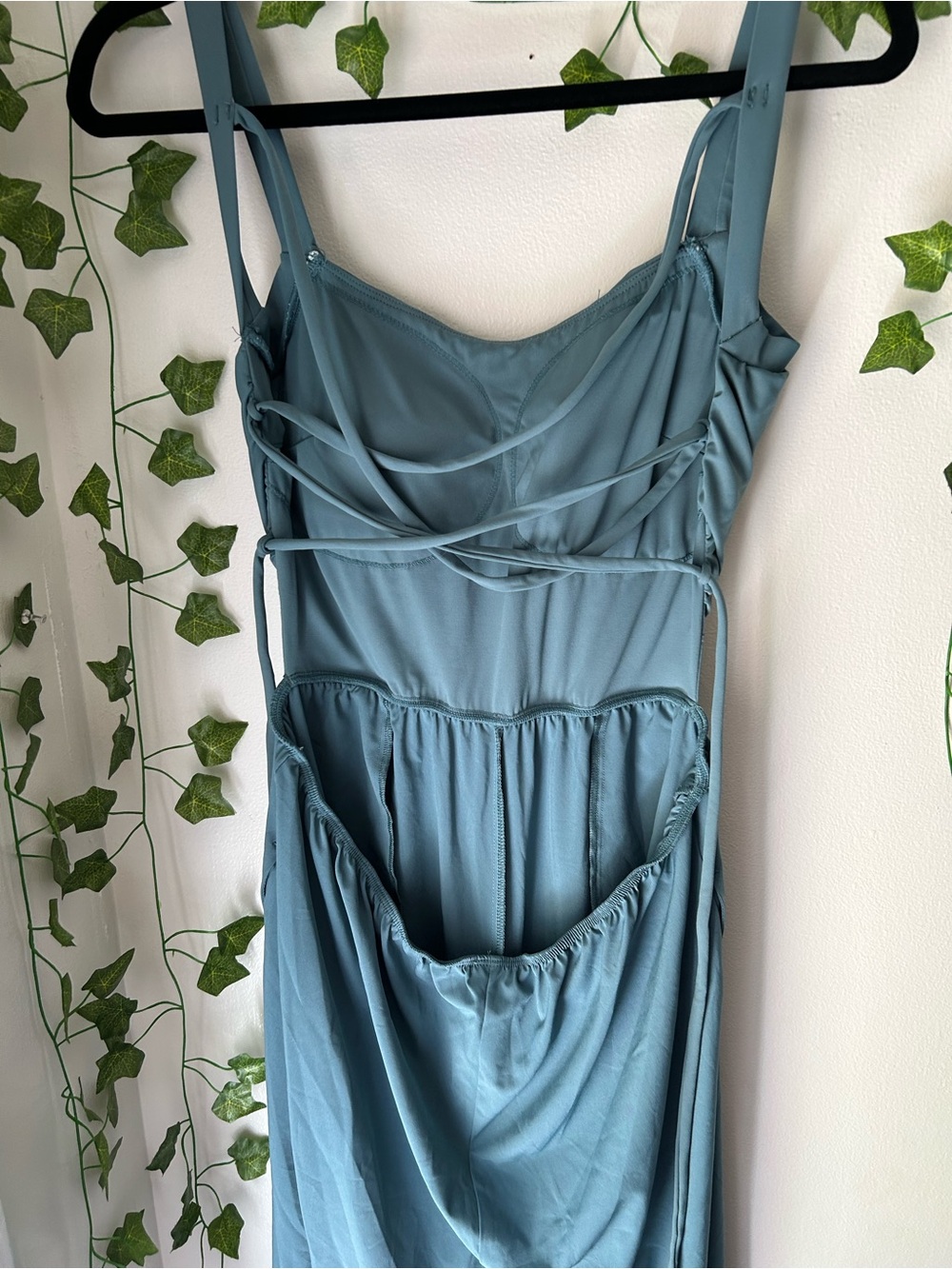 NWT HALARA Slate Blue Wide-Leg Jumpsuit with Satin Straps - Picture 4 of 6